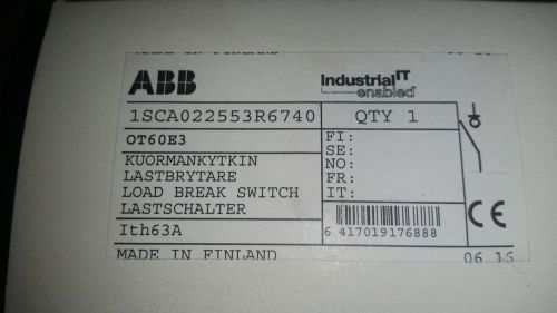 New abb ot60e3 non-fused disconnect switch nib for sale