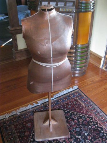 Antique Dress Form - Adjustable Wood Base