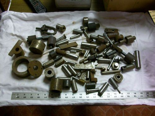 Assorted steel bits and pieces from metal working lathe and shop box sold as is for sale