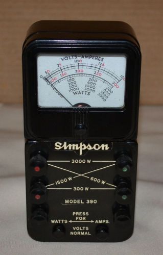 SIMPSON MODEL 390 AC VOLT AMP WATTMETER - Nice Condition