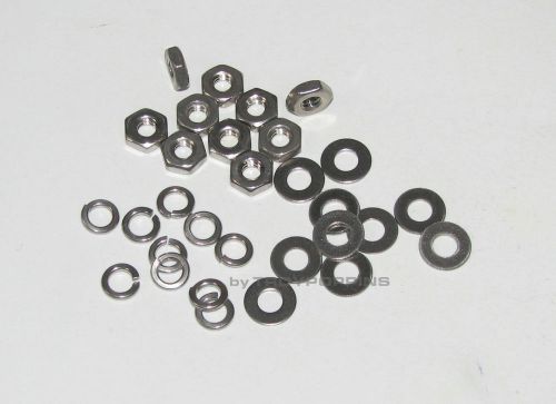 SS 10-#10-24 HEX NUTS &amp; 10-FLAT-10-LOCK #10 WASHERS STAINLESS STEEL 18-8 PARTS