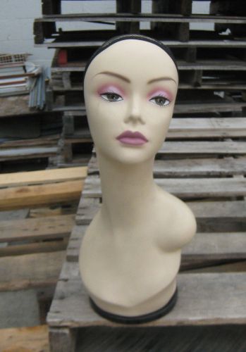 (USED) MN-436 Female  Mannequin Head Display Form w/ Wig Net &amp;Turn Table Base