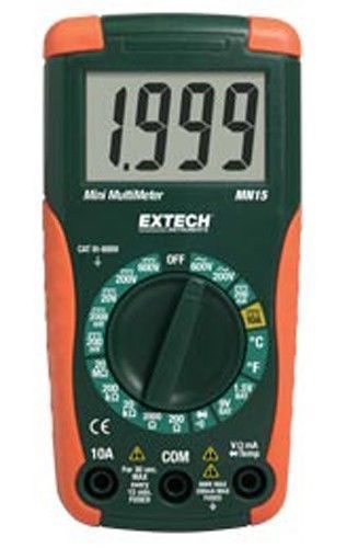 Extech MN15A : Digital Mini MultiMeter with 8 functions including Temperature