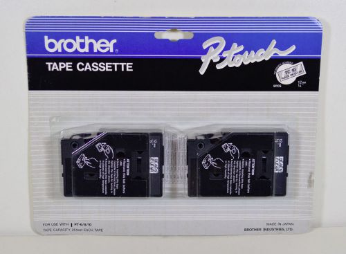 Brother P-Touch Tape TC-10 Black on Clear P-touch 2-Pack (12mm 1/2&#034;, 25 ft.)