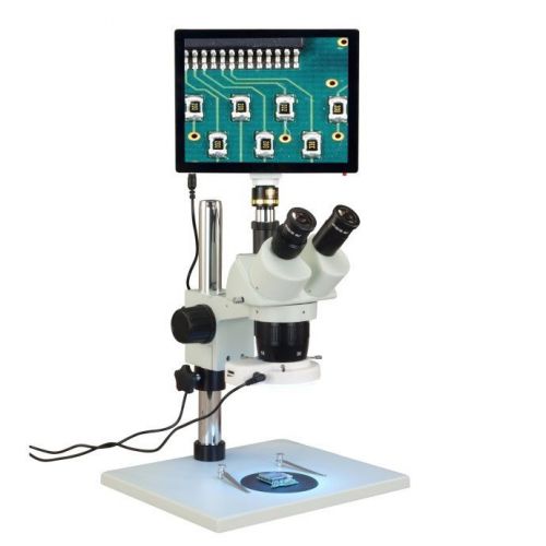 Trinocular 10X-20X-30X-60X 5MP Touchscreen Stereo Microscope 56 LED Ring Light