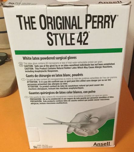 50 PAIR The Original Perry Style 42 WhiteLatexPowdered Surgical Gloves Size 6