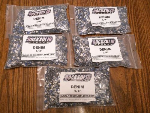 5 Pack Rocksolid Floors Blue Denim 1/4&#034; Indoor Outdoor Flakes