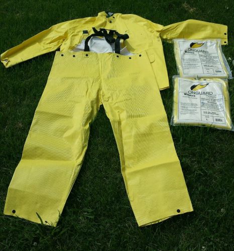 Lot of 2 Onguard Webtex 76017 2 Piece Rain Suit Jacket/Bib Overall/Size L