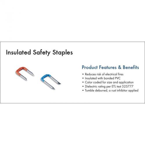 1&#034; X 1/2&#034; Insulated Safety Staples, 450Pc Jar King Misc. Electrical 70104