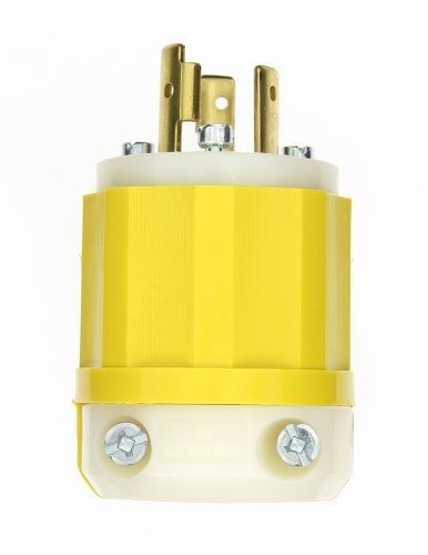 Leviton 2321-cy 20 amp, 250 volt, nema l6-20p, 2p, 3w, locking plug, industrial for sale