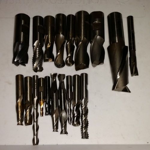 LOT OF 20 HSS END MILLS RANGE FROM 3/16&#034; TO 1-3/8&#034;