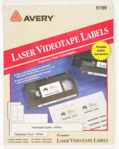 Avery Laser Videotape Labels 5199 NOS Sealed Face &amp; Spine Labels 600 Total