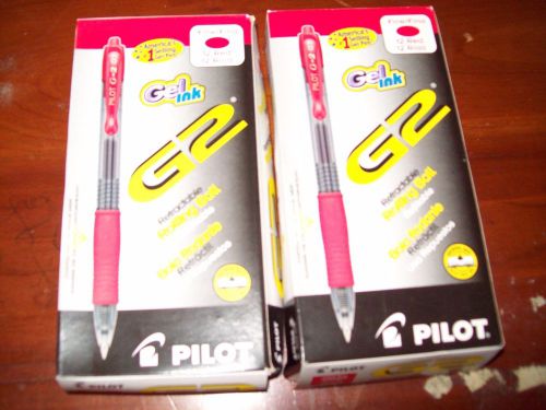 PILOT G2 RETRACTABLE GEL ROLLING BALL REFILLABLE FINE RED PENS 12 CT 2 BOXES
