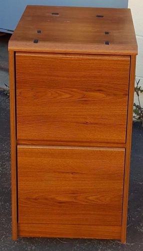 Nice vintage wood veneer filing cabinet - two drawer - classic oak color-gd cond for sale