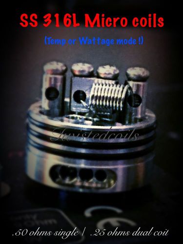 (10) SS Micro Coils 24g 316L Stainless Steel (Rda Vape TC Or Wattage) + Cotton