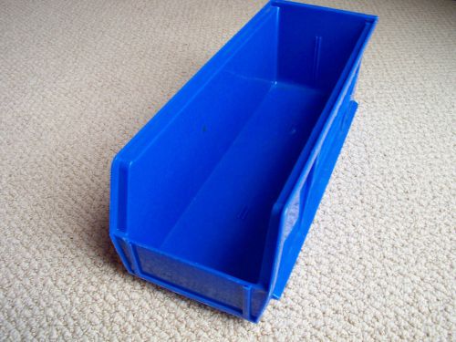 Akro Plastic Stacking &amp; Hang Bin Boxes, 15&#034;&#034; x 5 1/2&#034;&#034; x 5&#034;, Blue, Used