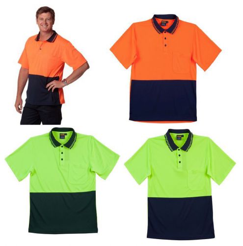 NEW MENS HIGH VISIBILITY HI VIS COOLDRY SHORT SLEEVE T-SHIRT TEE TOP POLO WORK