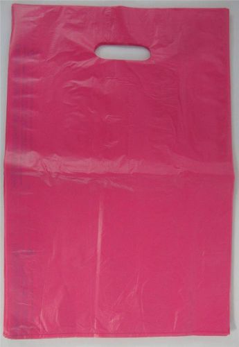 100 Qty. 12 x 3 x 18 Pink High-Density Plastic Merchandise Bag w /  Handle