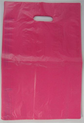 100 Qty. 12 x 3 x 18 Pink High-Density Plastic Merchandise Bag w /  Handle