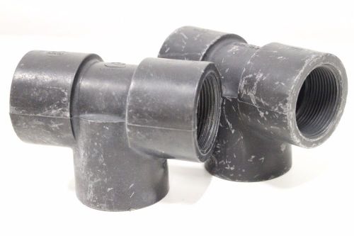 Pair of celanese 1-1/2&#034; sch80 threaded female npt tee union polypro fitting for sale