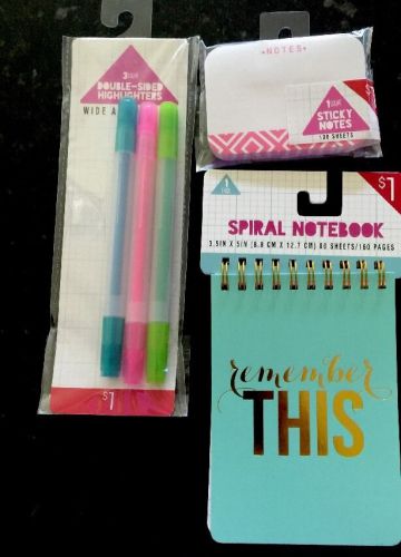 Target One Spot  , Double Sided Highlighters, Journal &amp; Sticky Note Pad.