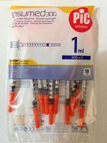 New PIC Package of 30 Disposable Syringes 1ml 30G X 8mm - Free Shipping