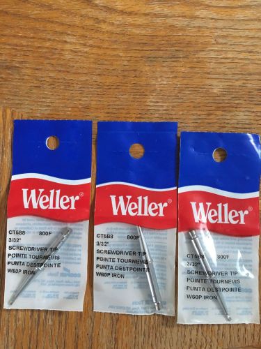 Set of 3 New Weller CT5B8 800° 3/32&#034; Screwdriver Tip for W60P Soldering Iron