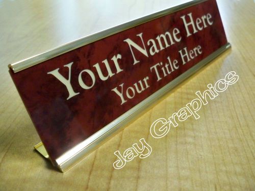 Custom Engraved 2x8 Desk Sign Name Plate | Personalized Customized Marble Red