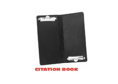 Black leather double citation book with 2 clips for sale