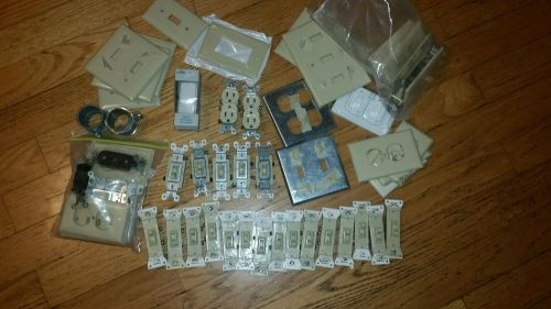 LOT OF ELECTRICAL LIGHT SWITCHES , Covers and more