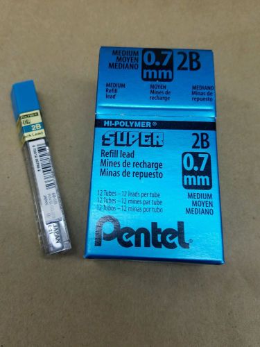 Pentel Super Hi-Polymer Lead Refill, 0.7mm Medium, 2B, 144 Pieces of Lead New