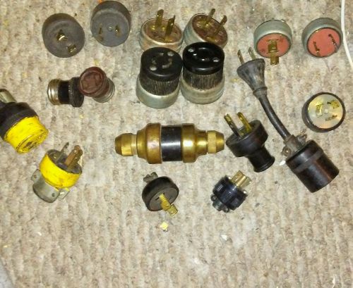 LOT 0F 18  ASSORTED VINTAGE HUBBELL PLUGS &amp; CONNECTORS,