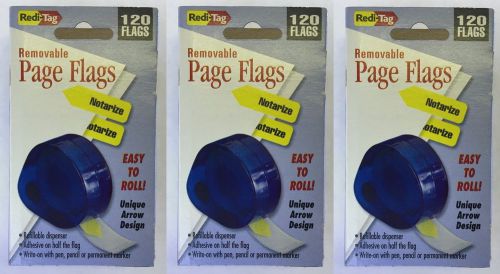 3 Pack - Redi-Tag 120 Page Flags, &#039;Notarize&#039;, w/Refillable Dispensers #60435