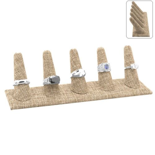 Modern burlap 5 finger ring display stand showcase display countertop stand for sale
