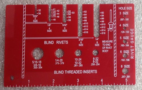 Red Rivet Gauge for Blind Threaded Inserts, Brass Metal Pop Inserts, Blind Rivet