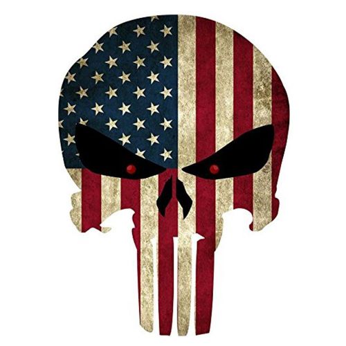 45x80mm Punisher Skull American Flag Sticker Decal Tactical Military Label