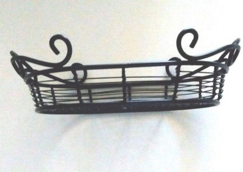 American Metalcraft Wrought Iron Bread Basket Black Server Scroll Oval Tabletop