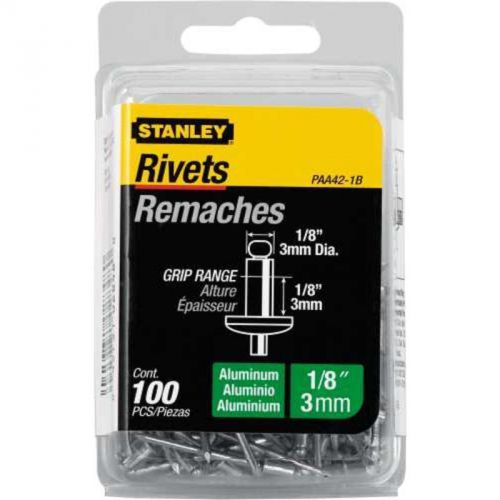 Alum Rivets 1/8&#034;X1/8&#034; 100Pk Stanley Misc Specialty Nails PAA42-1B 045731028480