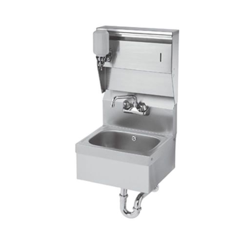 Krowne HS-8 - 16&#034; Wide Hand Sink W/ Soap &amp; Towel Dispenser &amp; P-Trap W/ Overflow