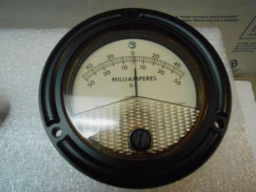 MR36W5T5DCMAR  METER  50-0-50 DC MILLIAMPERES  NEW OLD STOCK 3 1/2&#034;