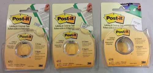 3M Post - it: Labeling &amp; Cover Up Tape # 651, 652, 658 by 3M All Brand New 100%