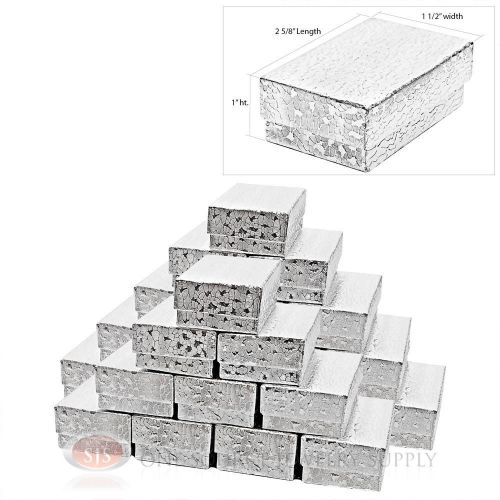 25 cotton filled silver foil jewelry display gift boxes 2 5/8&#034; x 1 1/2&#034; x 1&#034; for sale