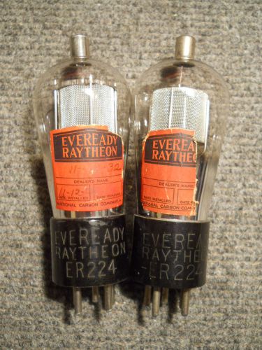 2) Eveready Globe Engraved Base Type 24A Antique Radio Vacuum Tubes ~ TV-7
