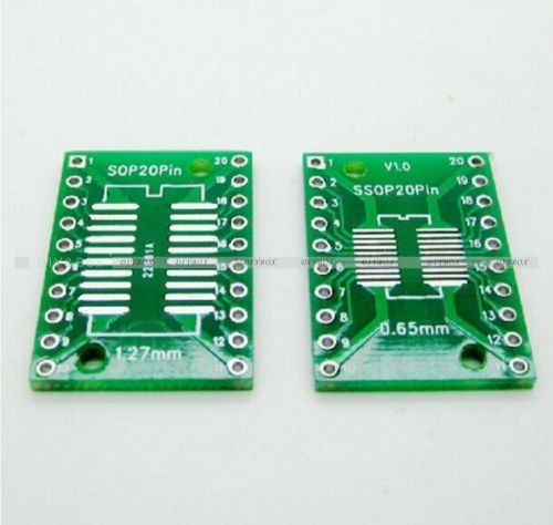 5pcs SOP20 SSOP20 TSSOP20 To DIP20 Pitch 0.65/1.27mm  Adapter PCB Board