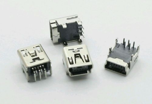 2pcs Mini USB Female 5Pin 90° PCB Socket Connector 4 Legs HW-MU-5F-21