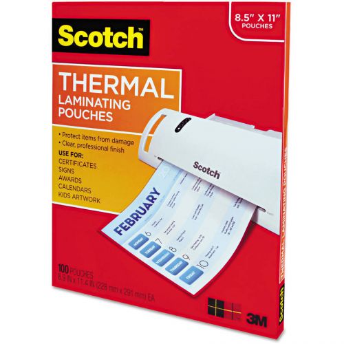 Scotch Letter Size Clear Thermal Laminating Pouches 100 Pack 3 Mil Pictures Docs