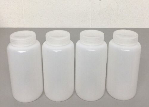 NEW (4) Nalgene Packaging Bottles, 1000ml 32oz, Wide Mouth, HDPE