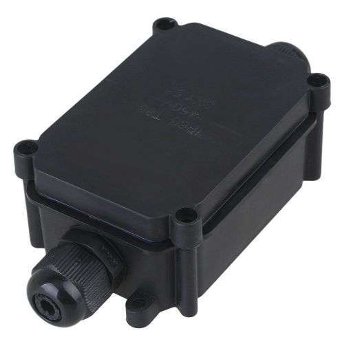 Black Waterproof IP66 Outdoor 2 Cable Plastic Junction Box P02-3 Terminal
