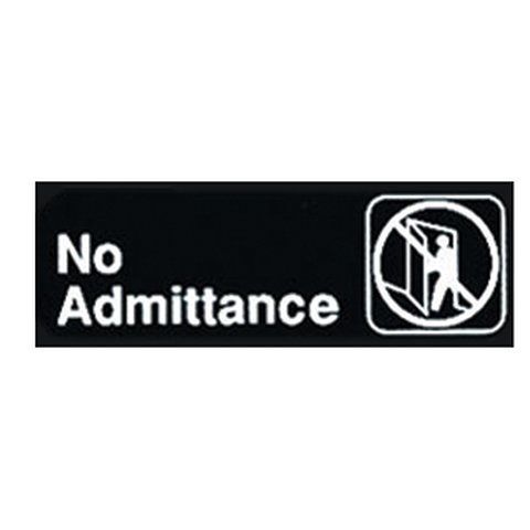Winco SGN-331, Information Sign, &#034;No Admittance&#034;, 3&#034; x 9&#034;, Black