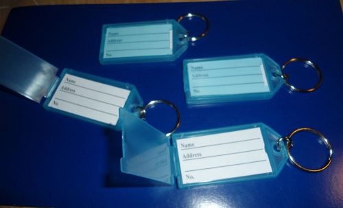 100  &#034;CLIK-IT&#034;  KEY LABEL  TAGS  with RING   (ALL BLUE)